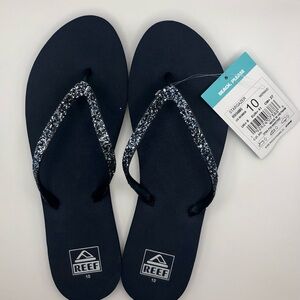 Reef Navy Flip Flops with Sparkling Straps
